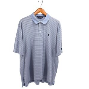 Polo Golf Ralph Lauren Mens XL Blue Striped Pima Cotton Polo Shirt Short Sleeve
